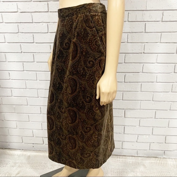 Michelle Stuart Vintage Brown‎ Paisley Midi Skirt - Picture 7 of 16